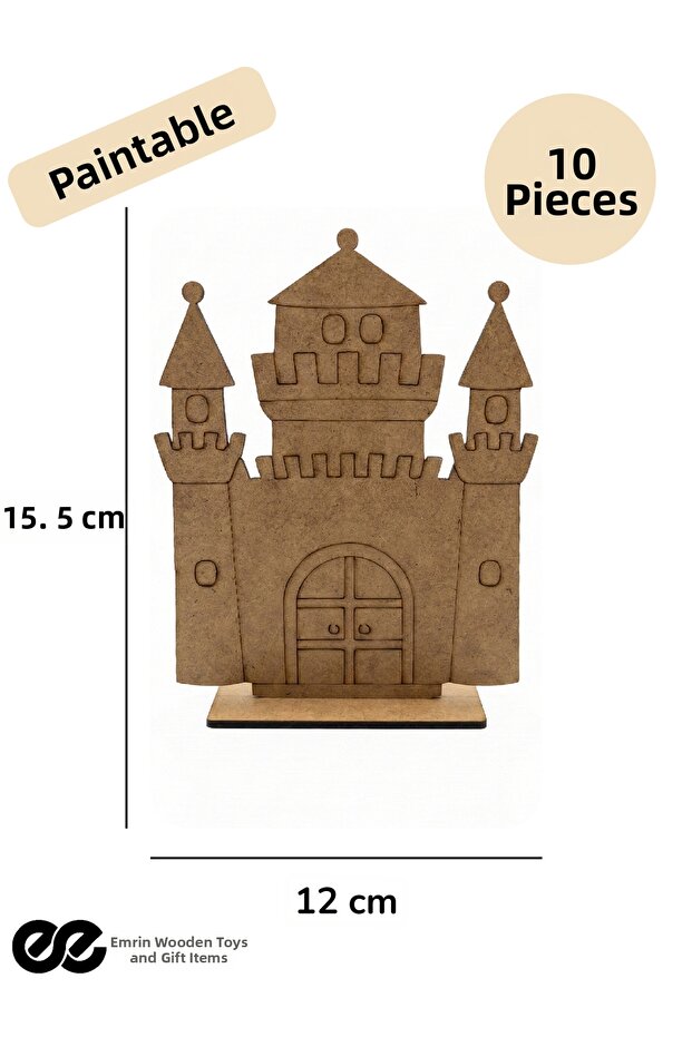 Castle Wooden Coloring Activity for Preschoolers 10-Pack