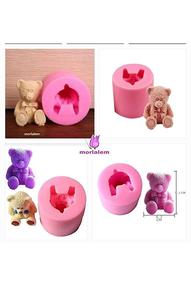4.8cm 3D Teddy Bear 3D Silicone Mold - Stone Powder Polyester Soap Plaster Candle