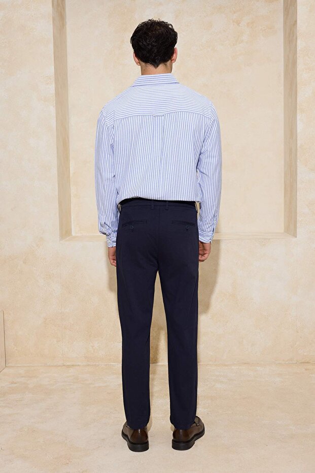 Lacivert Normal Kalıp/Regular Fit Fit Chino Boru Paça Mevsimlik Erkek DokumaPantolon TMNSS26PL00006 - 4