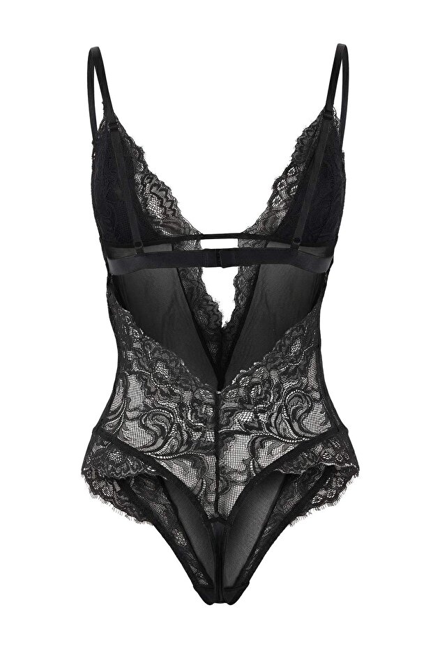 Siyah Dantel/Tül Fitted Body THMSS26BD00009 - 4
