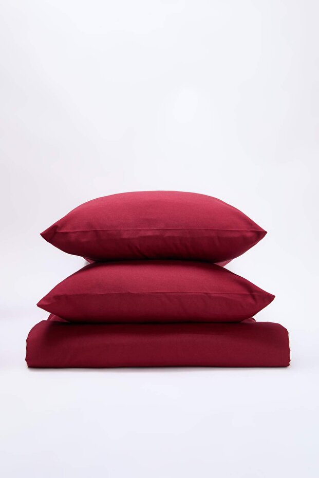 Çift Kişilik Bordo Soft Tuşeli Ahşap Düğme Detaylı Nevresim Seti TPHAW26CB00003 - 2