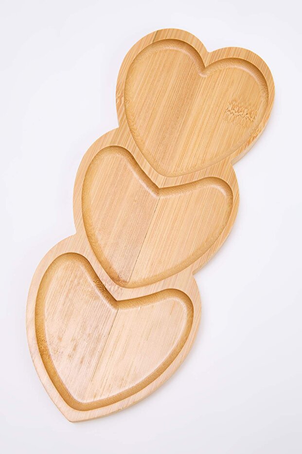 Kalp Figürlü Bambu Sunum Tabağı 11,5x29x1,2 cm TPHSS26TBK00019 - 2
