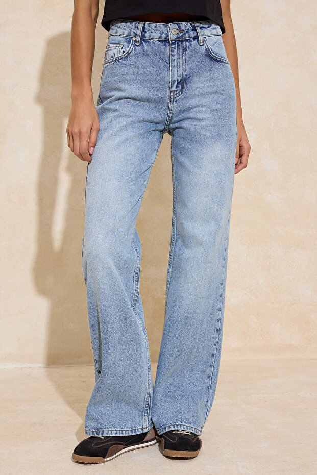 Mavi*002 Yüksek Bel Wide Leg Geniş Paça %100 Pamuk Non-Stretch Jeans TWOSS23JE00083 - 3