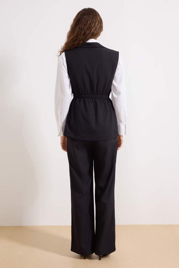 Siyah Beli Kemerli Dokuma Yelek Pantolon Alt - Üst Takım TCTSS26US00002 - 4