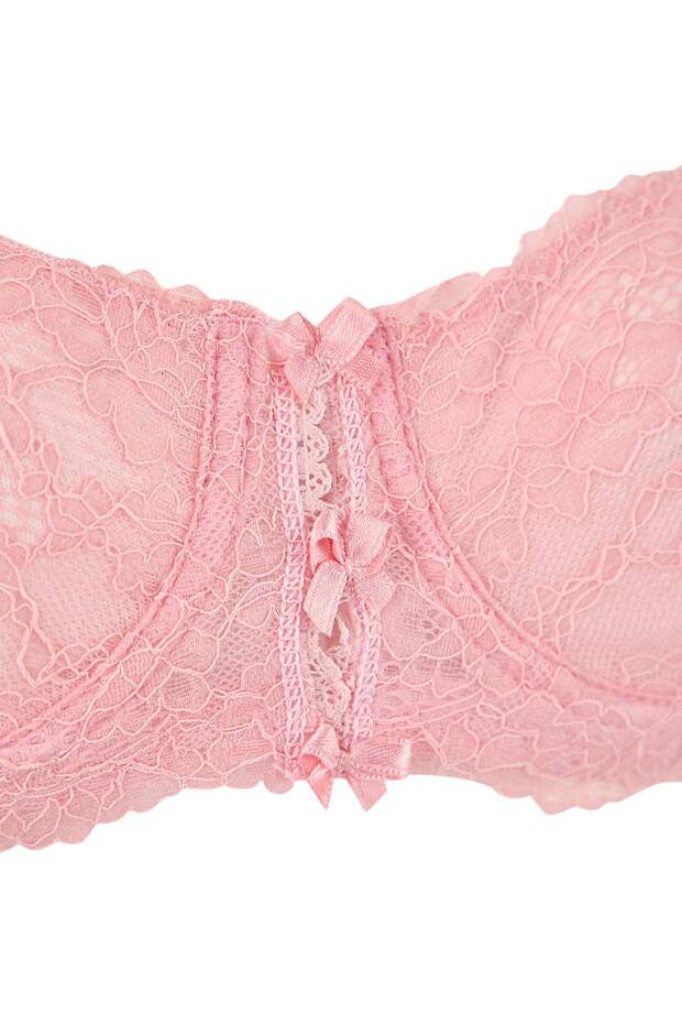 Pembe Dantel Kurdele Detaylı Kapsız İç Çamaşırı Takımı THMSS26CC00010 - 4