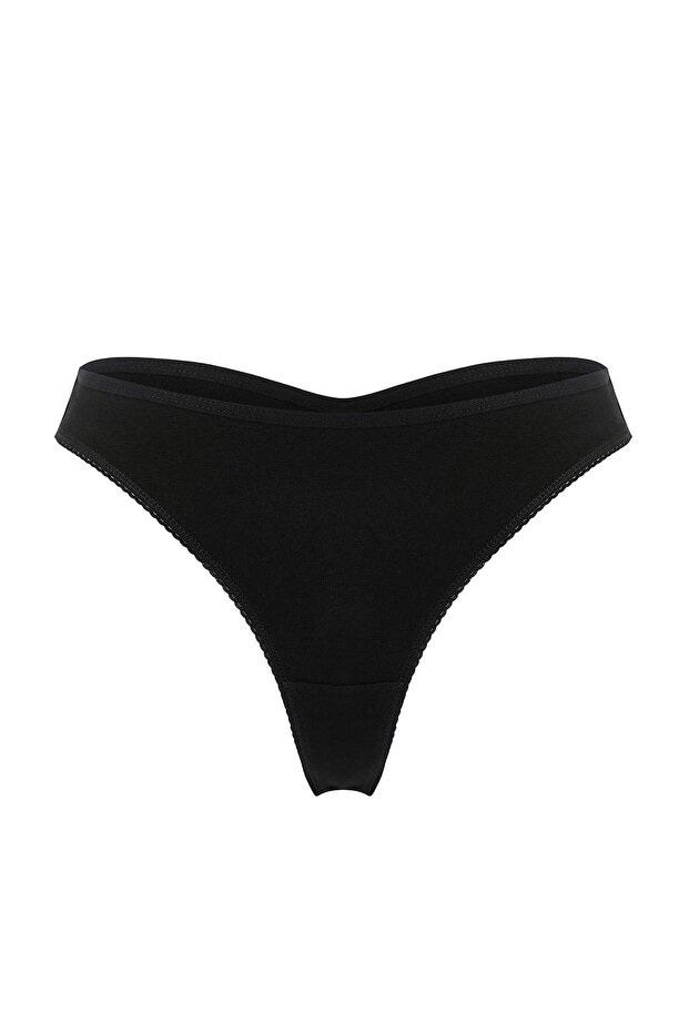 Siyah 5'li Paket Tanga Örme Külot THMSS25KU00048 - 5