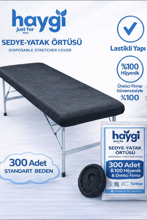 Disposable Double Elastic Thick Black Color Stretcher Cover 300 Pieces Standard Size Haygi