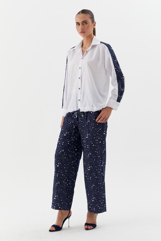 Ripped Denim Poplin Suit Indigo