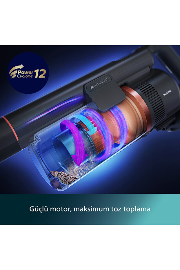 7000 Serisi Aqua 25.2 V Kablosuz Dik Süpürge, PowerCyclone 12, 80 dk'ya Kadar Şarj, XC7057/01 - 7