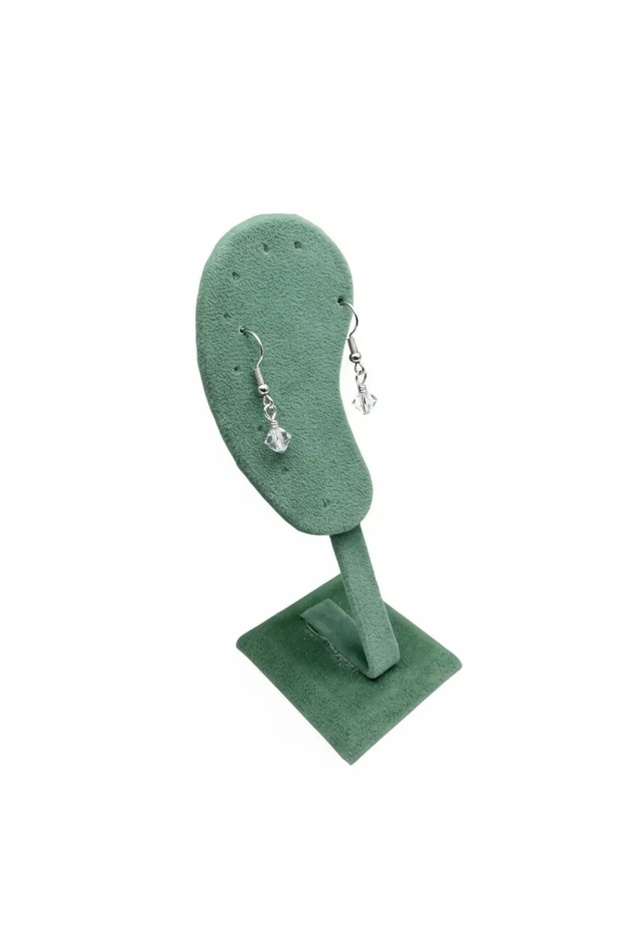 Domestic Production Suede Fabric Green Color Footed Earring Display Decoration