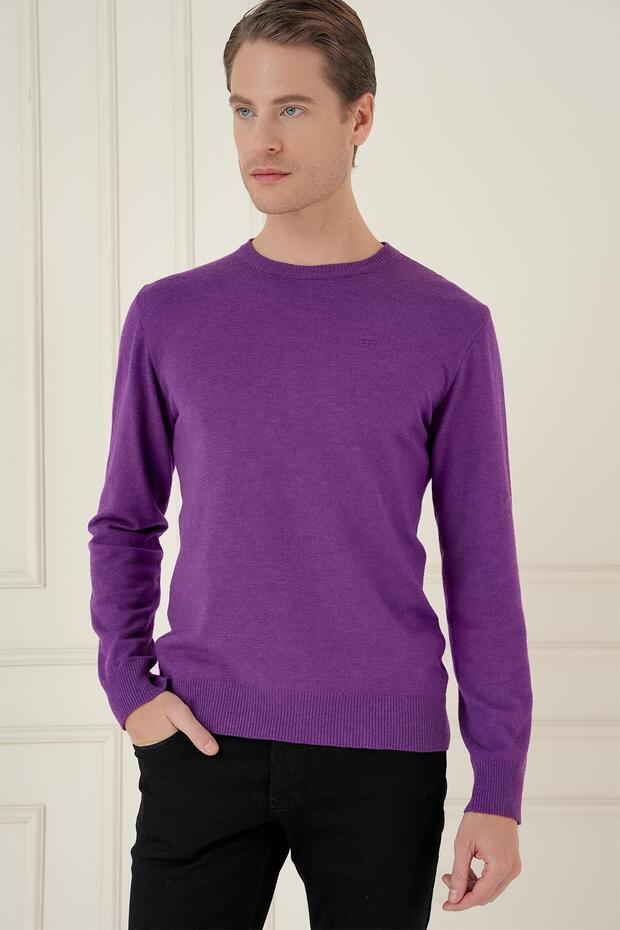 TR 875 Slim Fit Mor Klasik Triko - 3