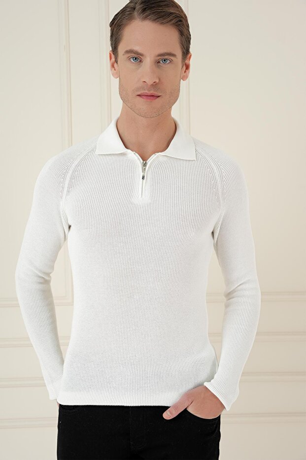 TR 878 TRİKO SLİM FİT EKRU BASİC - 3