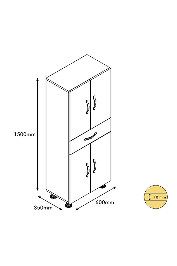 4 Kapaklı Çekmeceli Dolap - 5