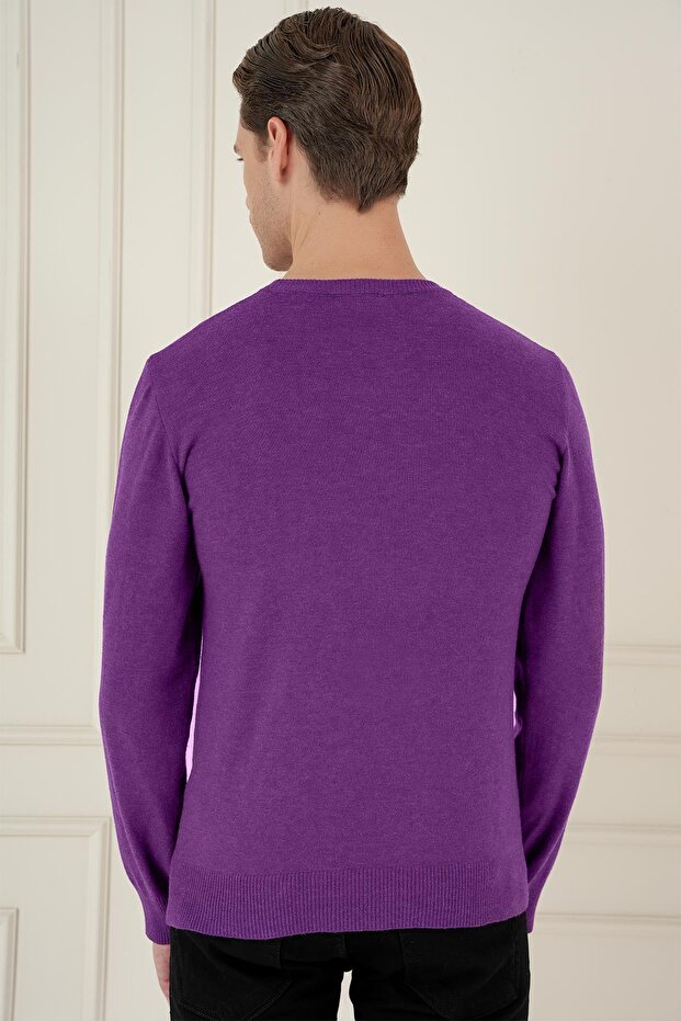 TR 875 Slim Fit Mor Klasik Triko - 4