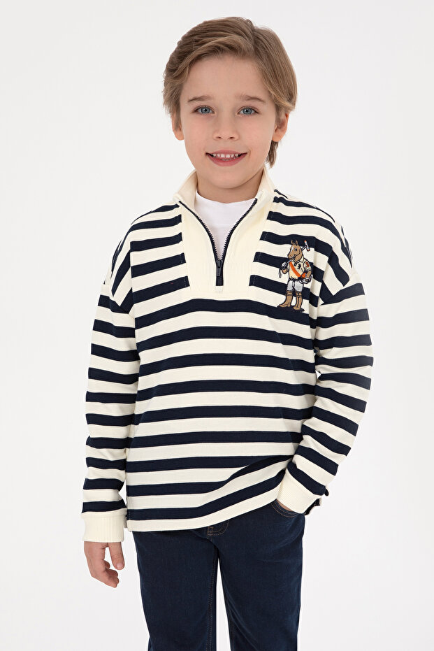 U.S. Polo Assn. Erkek Çocuk Lacivert Yarm Fermuarlı Süprem Sweatshirt 50316707-VR033