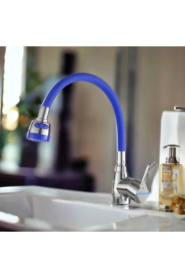 2-Function Blue Movable Spout Kitchen Sink Mixer Tap - 2