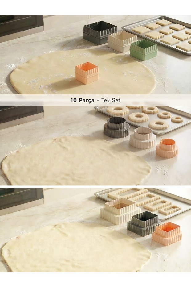 10Pcs Geometry Patterned Double Sided Cookie Cutter Square Rectangle and Round - 7