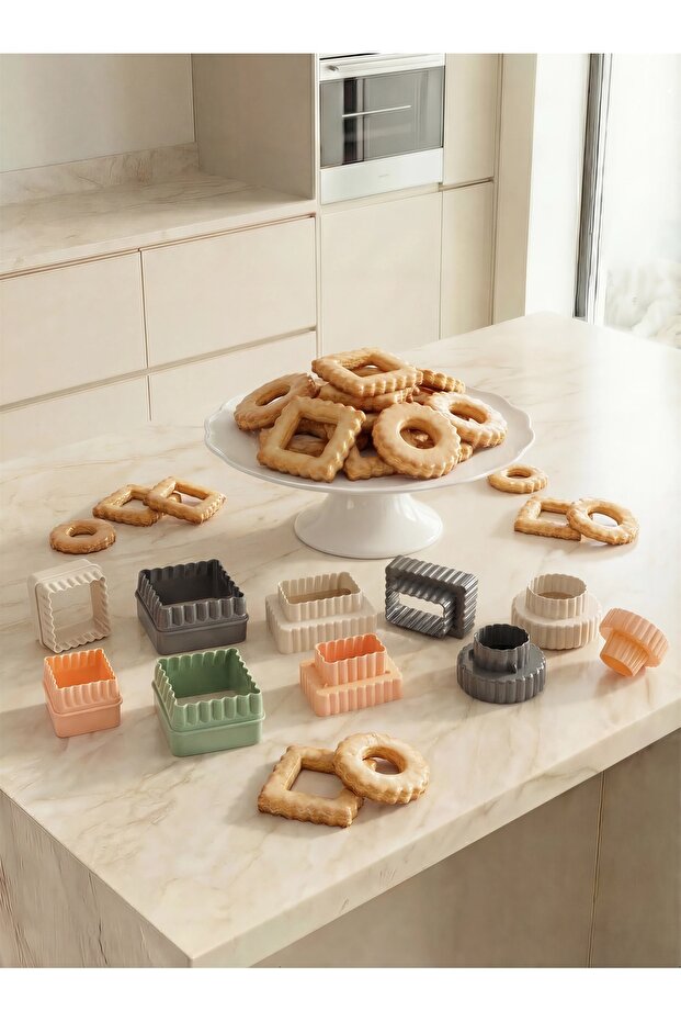 10Pcs Geometry Patterned Double Sided Cookie Cutter Square Rectangle and Round - 8