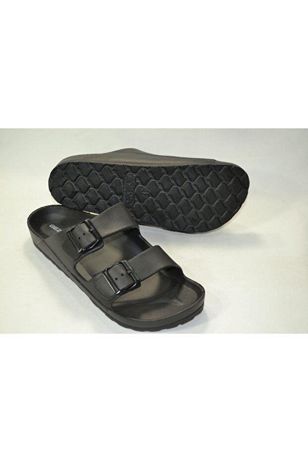 Men's Garden, Street Adjustable Double Buckle Eva Black Slippers