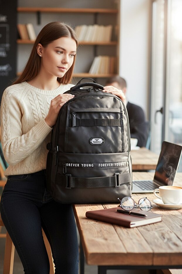 2051 حقيبة ظهر مدرسية باللون الأسود - 2