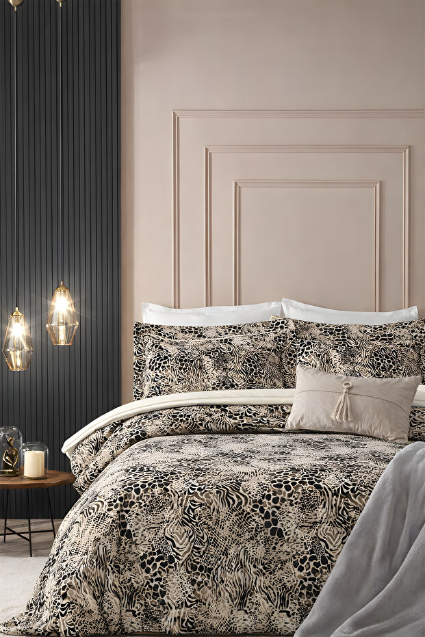 Elastic Sheet Bedding Set Double Size Python Beige - 2