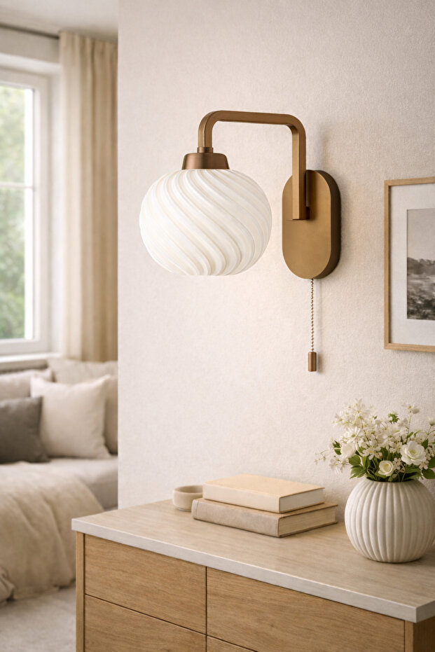 Viola Wall Sconce Antique Lamp Modern Decorative Minimal with Pull Chain Switch E27
