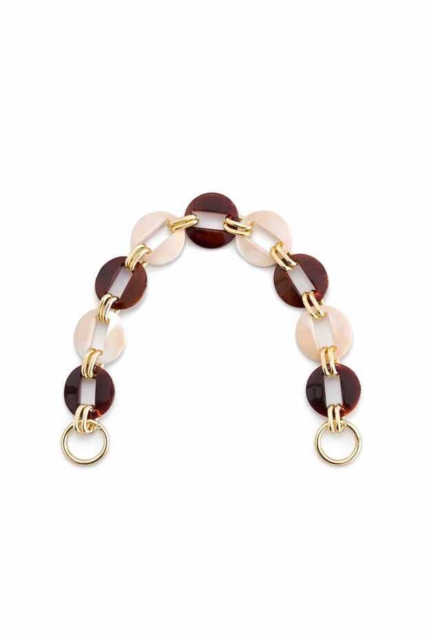 Oval Acrylic Bag Handle / Bag Front Ornament with Gold Color Accessories – 45 cm - Compatible with Knitted and Leather Bags