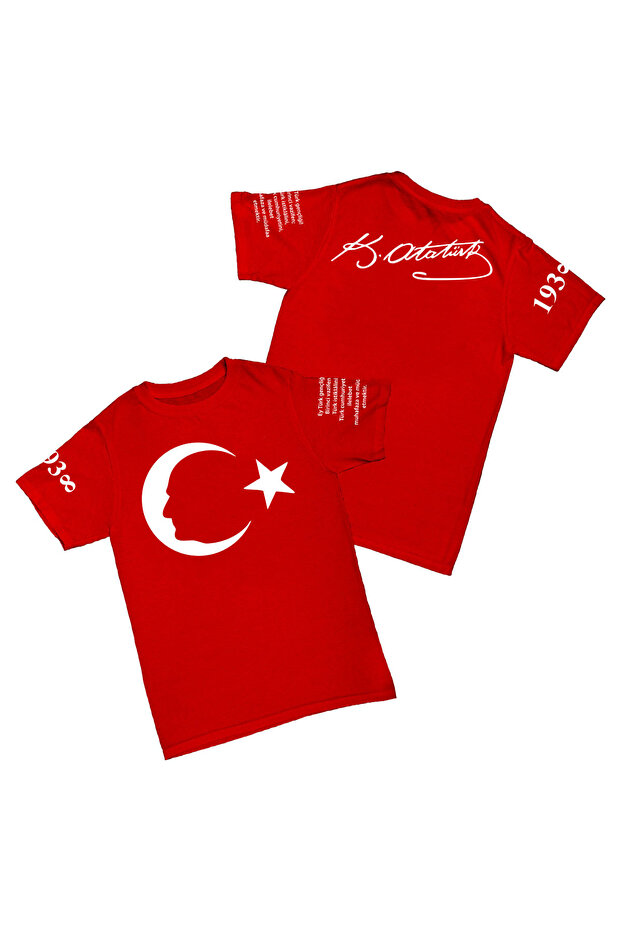 Mustafa Kemal Atatürk Very Special Design Printed Red Unisex 100% Cotton T-Shirt