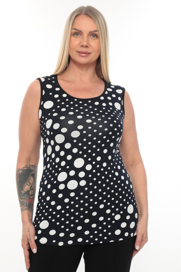 Thick Strap Front with Polka Dots Printed Viscose