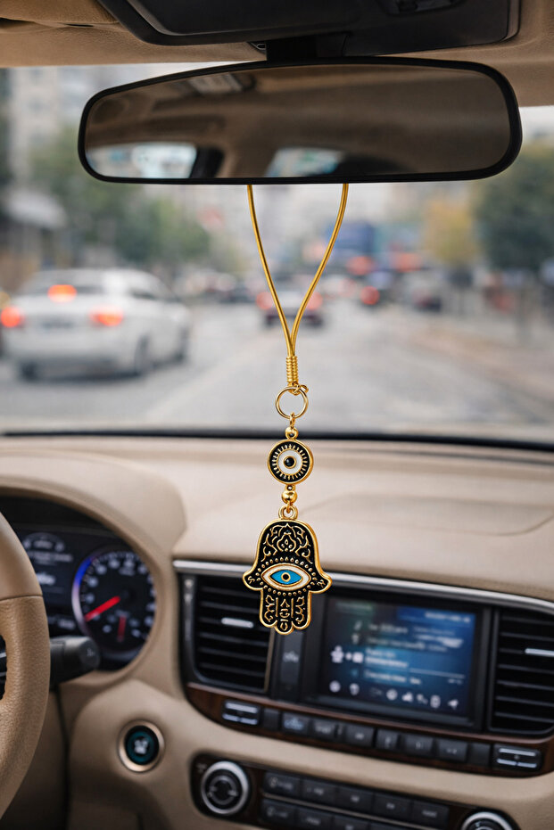 Car Rearview Mirror Ornament - Evil Eye Beaded Hand of Fatima