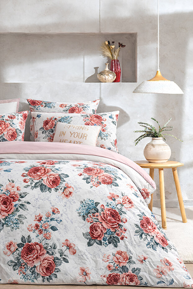 طقم غطاء لحاف مع ملاءة مطاطية مقاس فردي ELEGANT ROSE