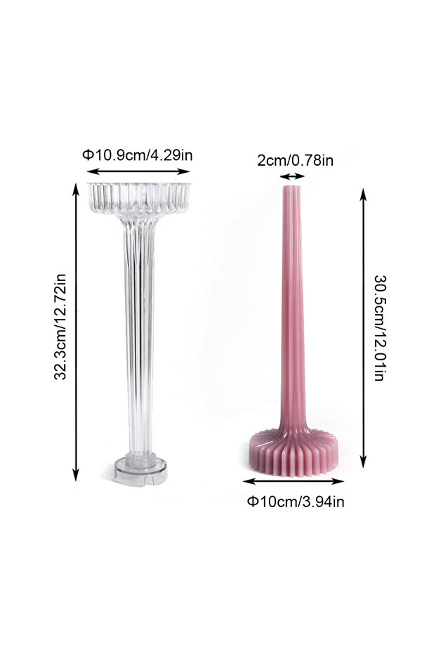L Elegant Stripe Vase Candle Mold DIY Sculptural Pillar Candles Plastic Mould Gypsum Making Tool Pa.