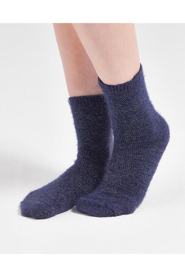 Women's Furry Glittery Socks Navy Blue