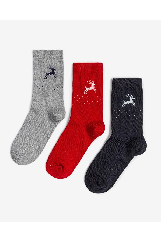 Women's 3-Piece Luxury Wool Socks Deer