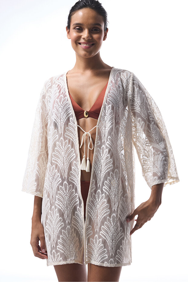 Lace Ekru Kimono - 5