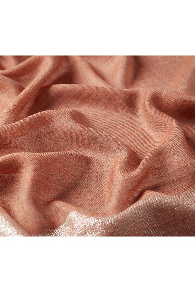 Farba Patterned Wool Silk Shawl 06408-Copper - 2