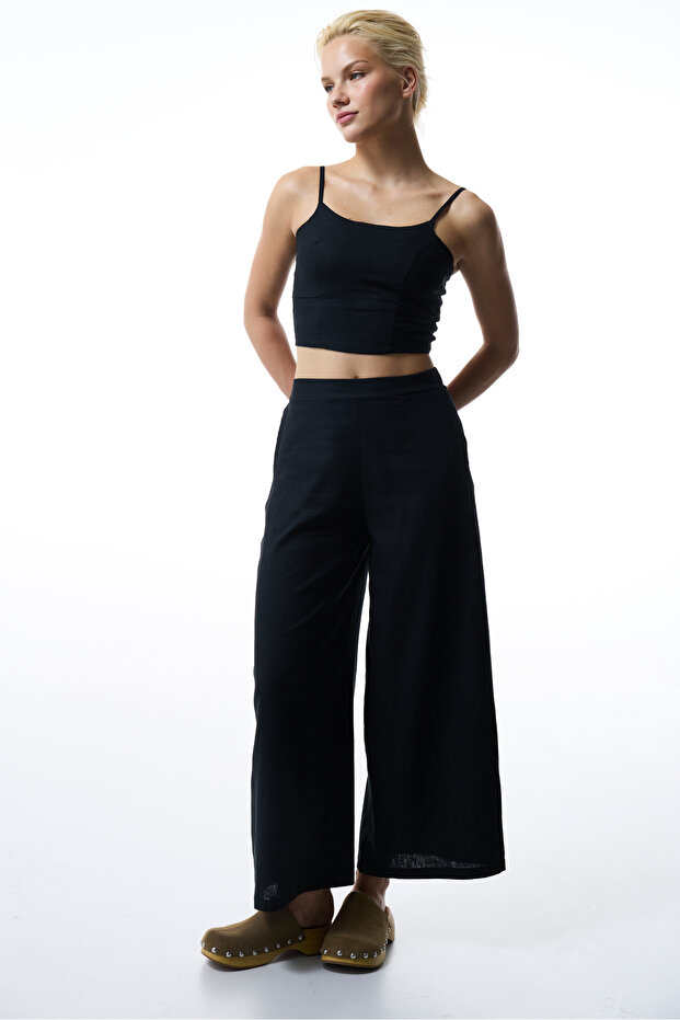 Черен ленен топ Luna - 3