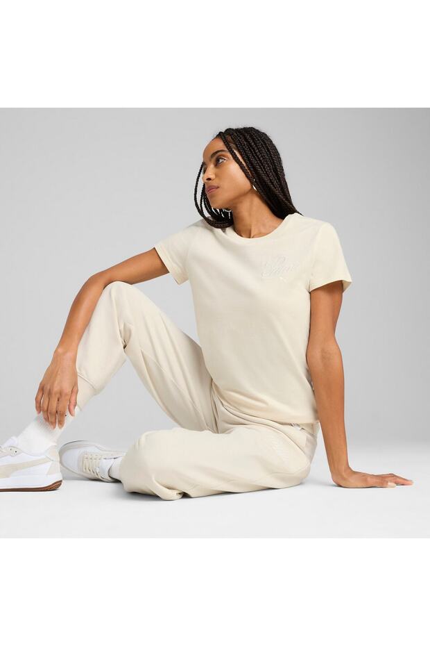 Essentials Script Kadın Krem Tişört (684982-87) - 5
