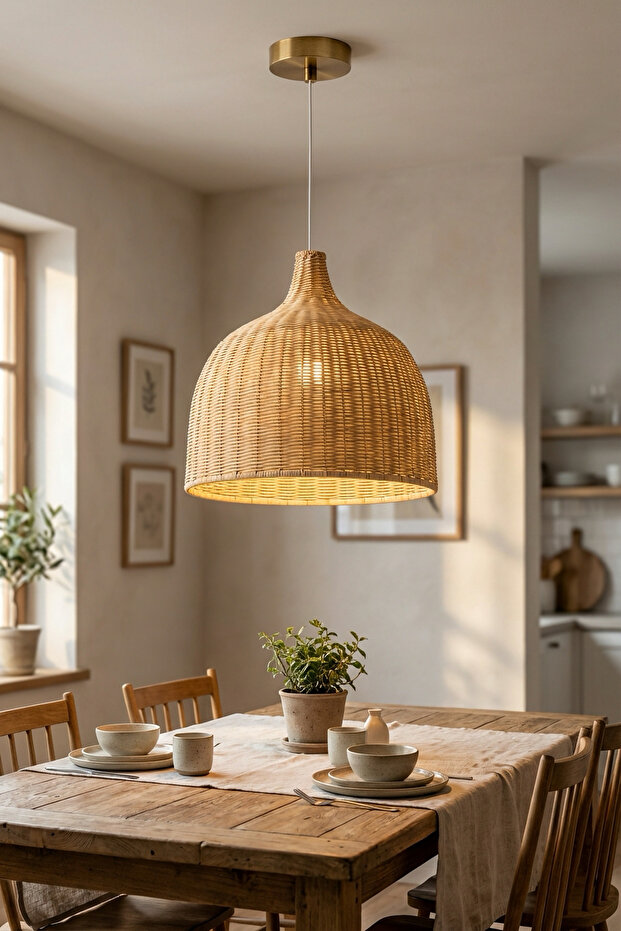 Rattan Bambu Tekli Avize - 1