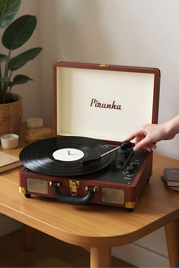 7325 Bluetooth’lu Çantalı Pikap | 33/45/78 Devir | Dahili Hoparlör | RCA & 3.5mm Giriş - 1