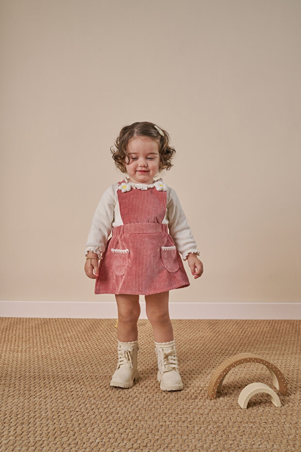 Daisy Detail Snap Button Bodysuit Baby Girl Holiday Outfit