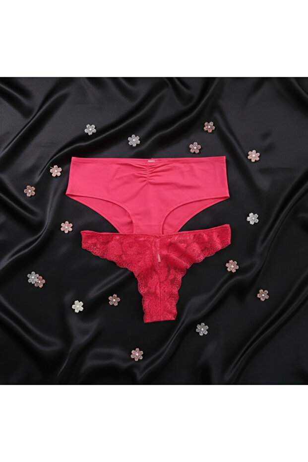 Women's 2-Pack Lace Slip Hipster Panties Set Bb2155