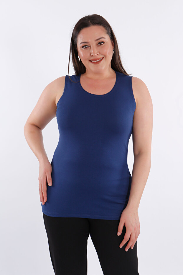 Wide Strap Basic Indigo Blouse - 6