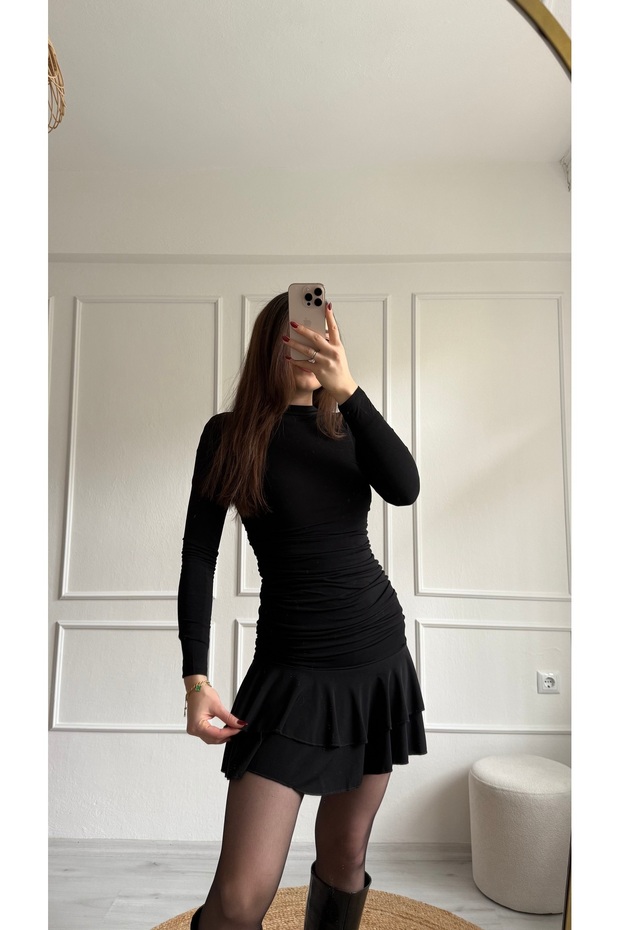 Siyah kat kat elbise - 1