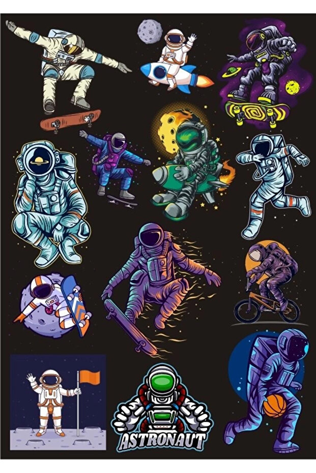 Astronaut Sticker Set-7 13 Pieces Phone, Tablet, Notebook, Laptop Sticker