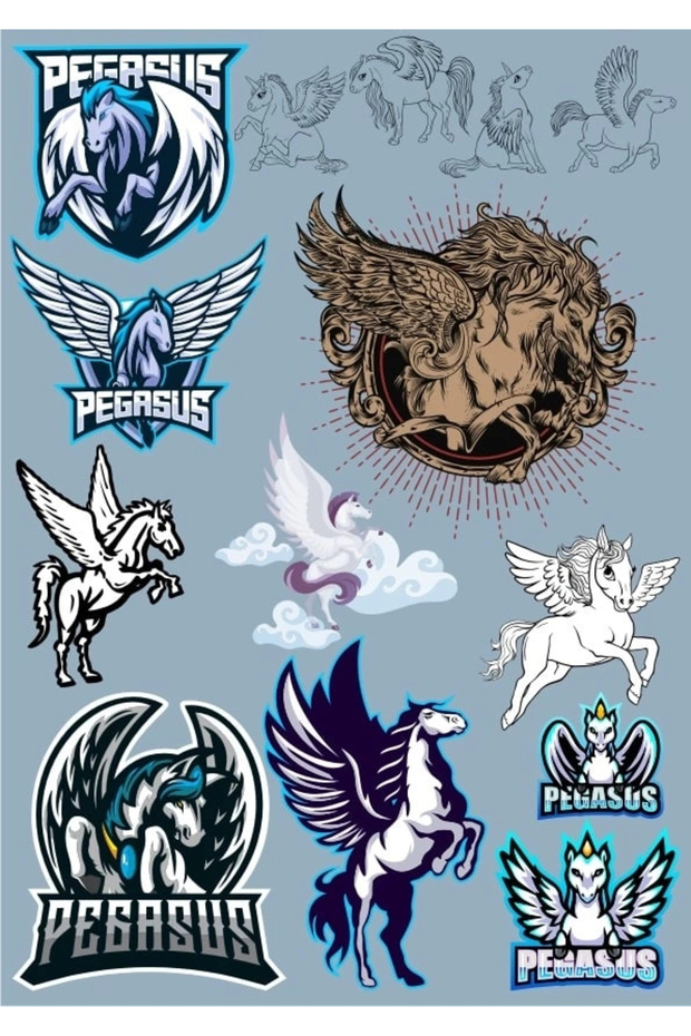 Pegasus Sticker Set 2 15 Pieces Phone, Tablet, Notebook, Laptop Sticker