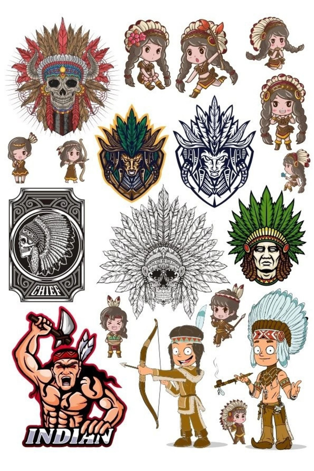 Native American Apache Sticker Set-2 16 Pieces Phone, Tablet, Notebook, Laptop Sticker
