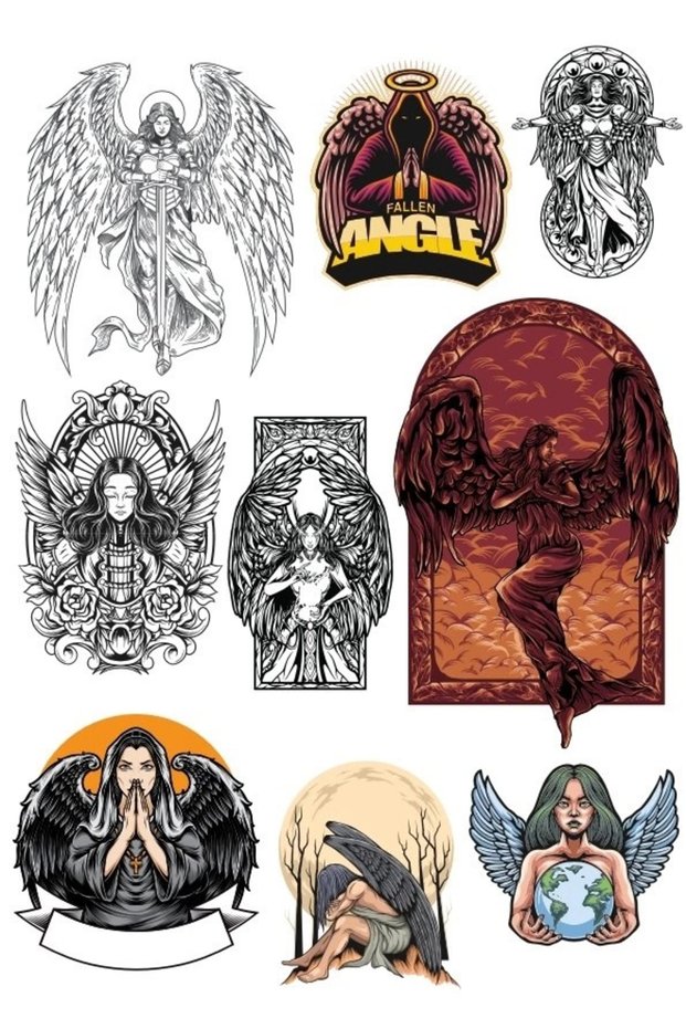 Fallen Angel Sticker Set 9 Pieces Phone, Tablet, Notebook, Laptop Sticker