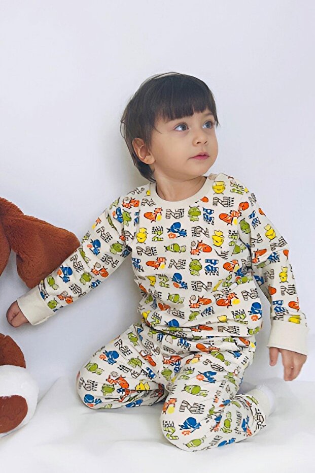Boy's Tracksuit Set Zebra Mecarası 1.5-5 Years Old, Cream