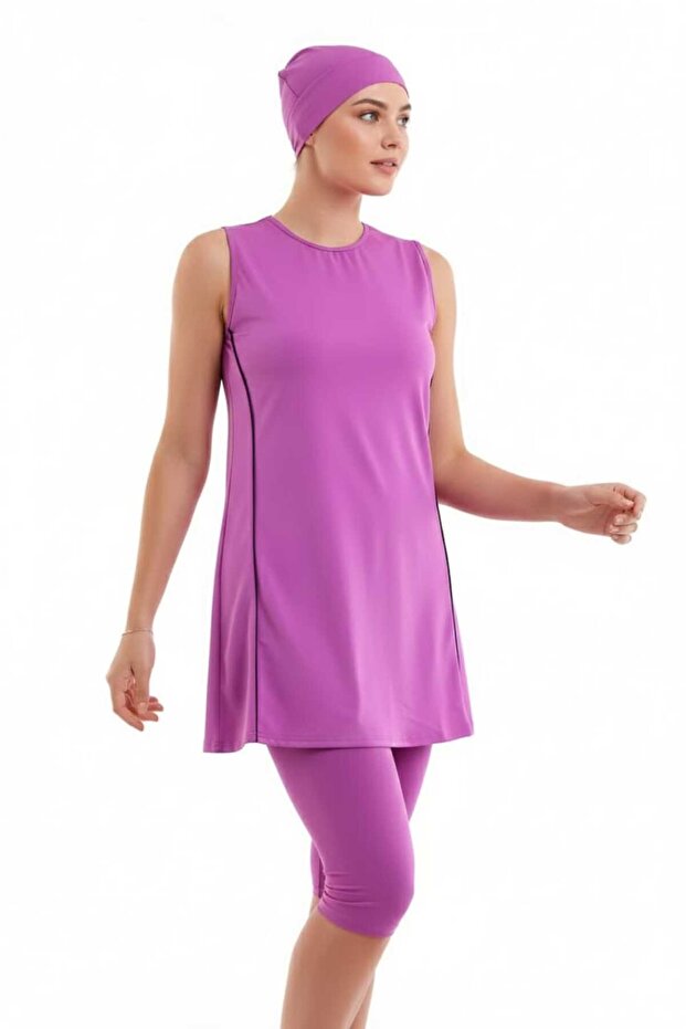 Women's Zero Sleeve Closed Hijab Swimsuit (Built-In Chest Pad Available Inside)